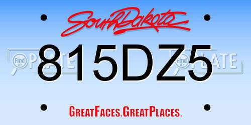 815DZ5 South Dakota License Plate