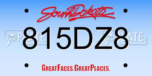 815DZ8 South Dakota License Plate