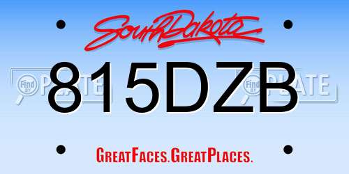 815DZB South Dakota License Plate