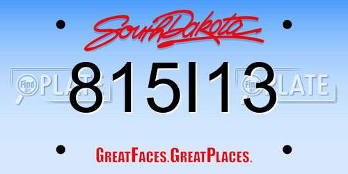 815I13 South Dakota License Plate