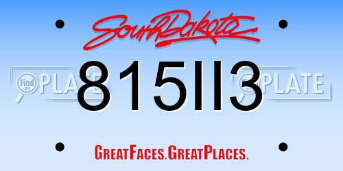 815II3 South Dakota License Plate