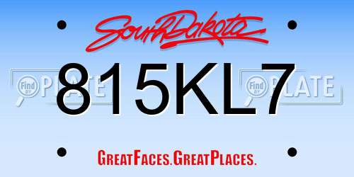 815KL7 South Dakota License Plate