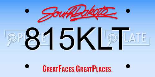 815KLT South Dakota License Plate