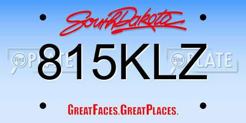 815KLZ South Dakota License Plate