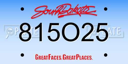 815O25 South Dakota License Plate
