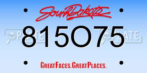 815O75 South Dakota License Plate