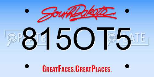 815OT5 South Dakota License Plate