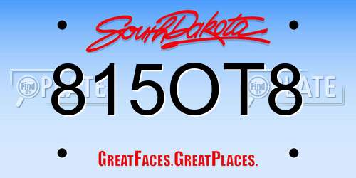 815OT8 South Dakota License Plate