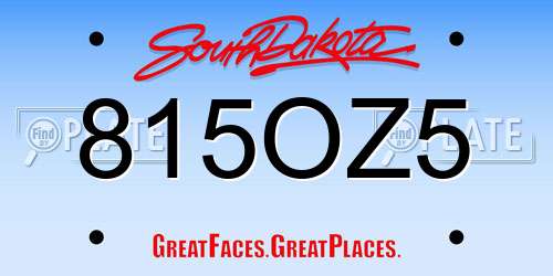 815OZ5 South Dakota License Plate