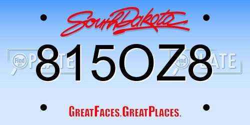 815OZ8 South Dakota License Plate