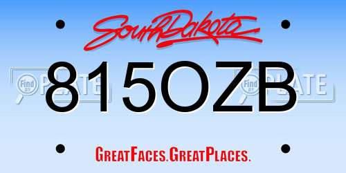 815OZB South Dakota License Plate