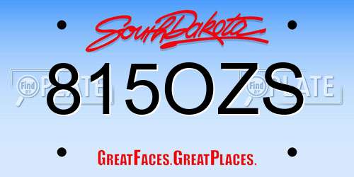 815OZS South Dakota License Plate