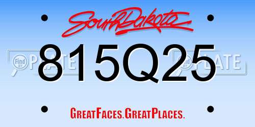 815Q25 South Dakota License Plate