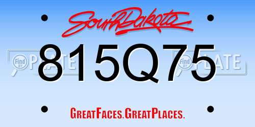 815Q75 South Dakota License Plate