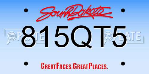 815QT5 South Dakota License Plate