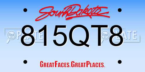 815QT8 South Dakota License Plate