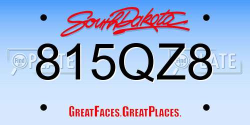 815QZ8 South Dakota License Plate