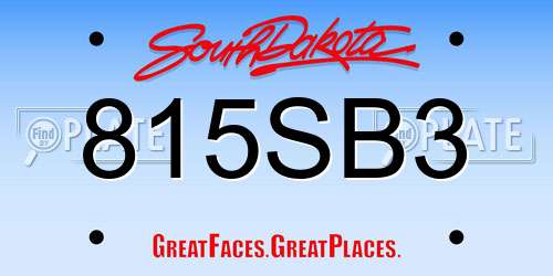 815SB3 South Dakota License Plate