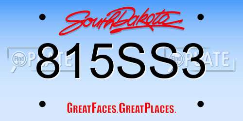 815SS3 South Dakota License Plate