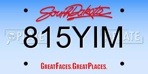 815YIM South Dakota License Plate