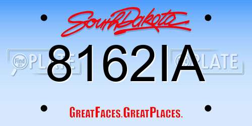 8162IA South Dakota License Plate