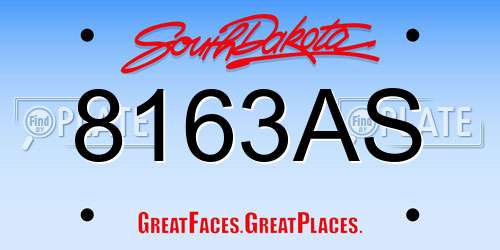 8163AS South Dakota License Plate