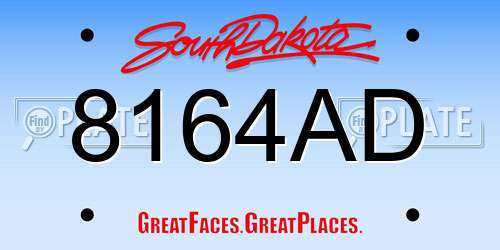 8164AD South Dakota License Plate
