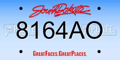 8164AO South Dakota License Plate