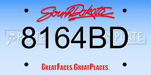 8164BD South Dakota License Plate