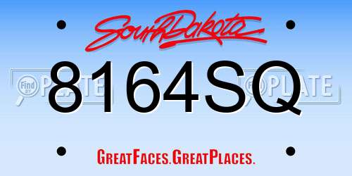 8164SQ South Dakota License Plate