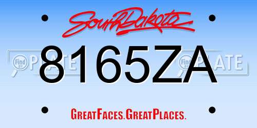 8165ZA South Dakota License Plate