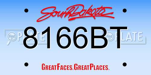 8166BT South Dakota License Plate