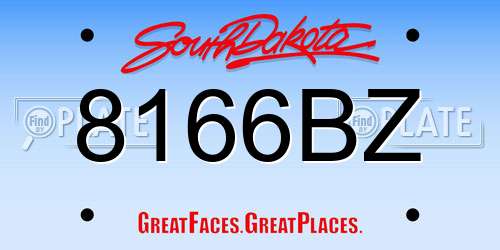 8166BZ South Dakota License Plate