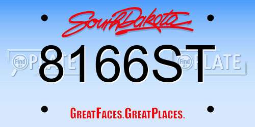 8166ST South Dakota License Plate