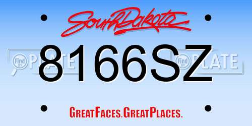 8166SZ South Dakota License Plate