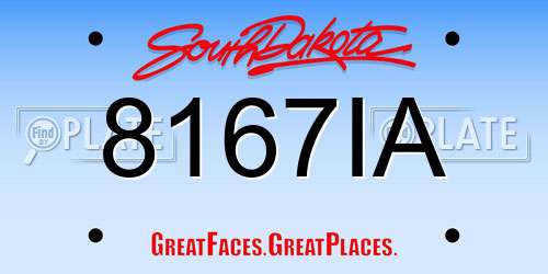 8167IA South Dakota License Plate