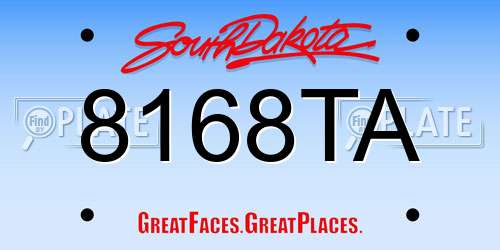 8168TA South Dakota License Plate