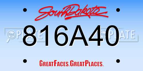 816A40 South Dakota License Plate