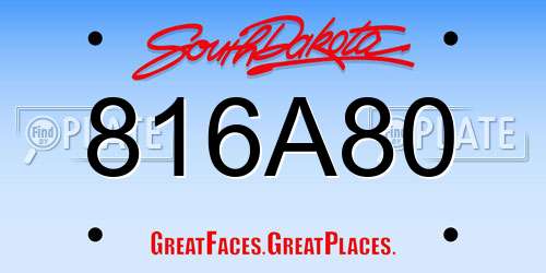 816A80 South Dakota License Plate