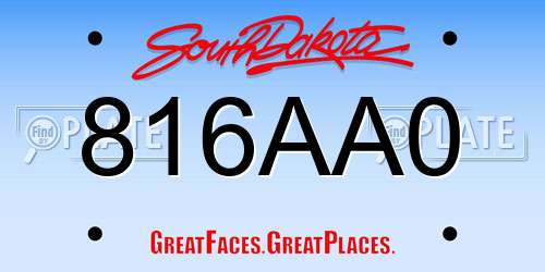 816AA0 South Dakota License Plate