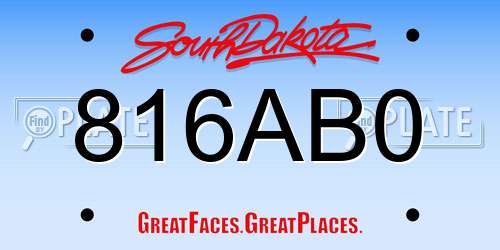 816AB0 South Dakota License Plate