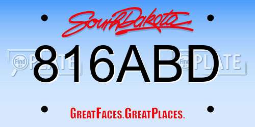 816ABD South Dakota License Plate