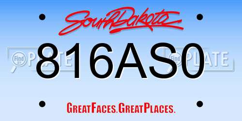 816AS0 South Dakota License Plate