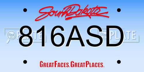 816ASD South Dakota License Plate