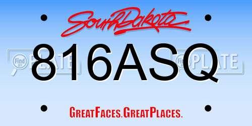 816ASQ South Dakota License Plate