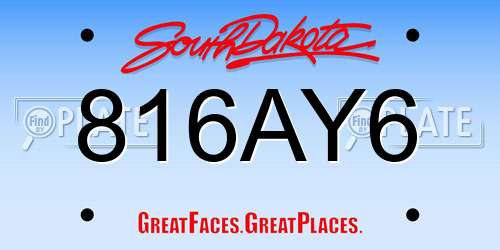 816AY6 South Dakota License Plate