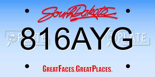 816AYG South Dakota License Plate