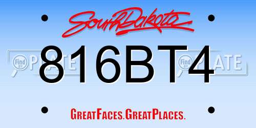 816BT4 South Dakota License Plate