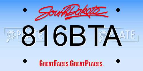 816BTA South Dakota License Plate