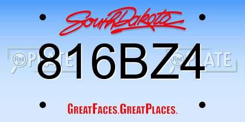 816BZ4 South Dakota License Plate